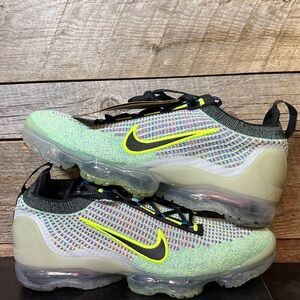 Nike Lime and Black Flyknit Athletic Shoes